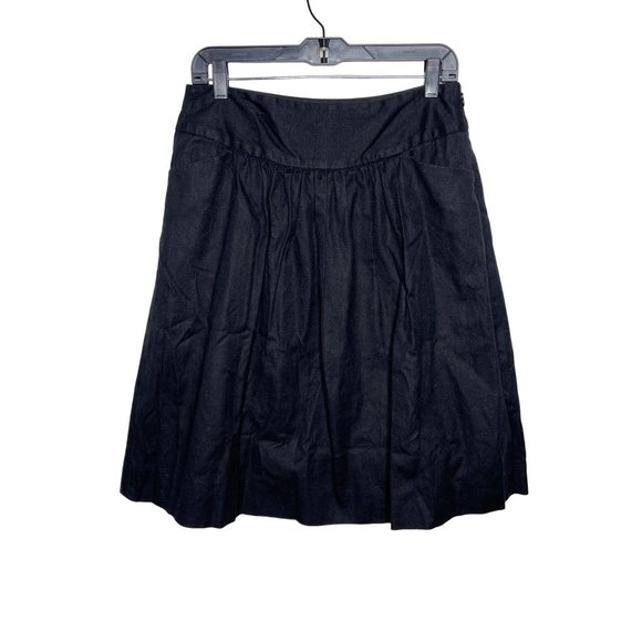 Prize Skirt Women Sz 6 Black A Line Full Solid Linen Blend Neutral Bohemian Dark - Picture 1 of 12